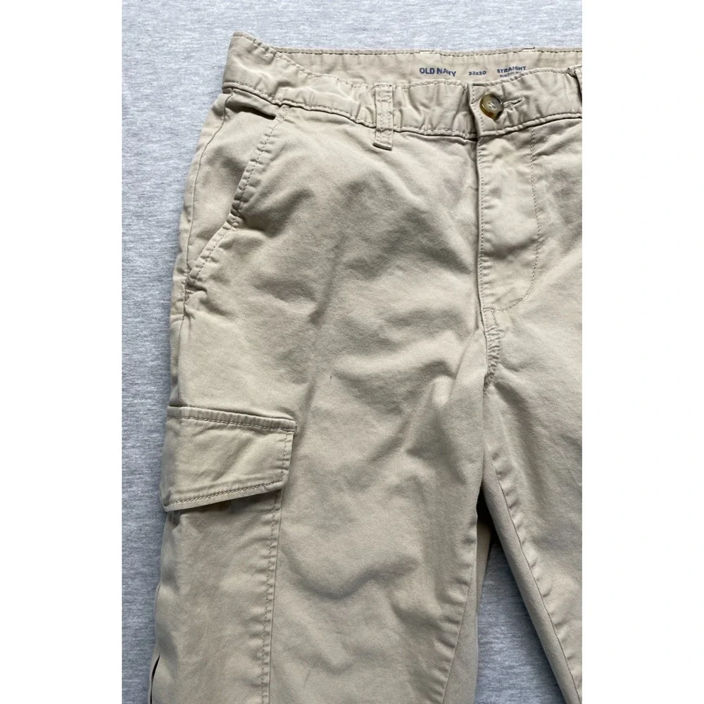 Old Navy Built In Flex Cargo Pants Mens 30x27.5 Beige Cotton Straight Workwear